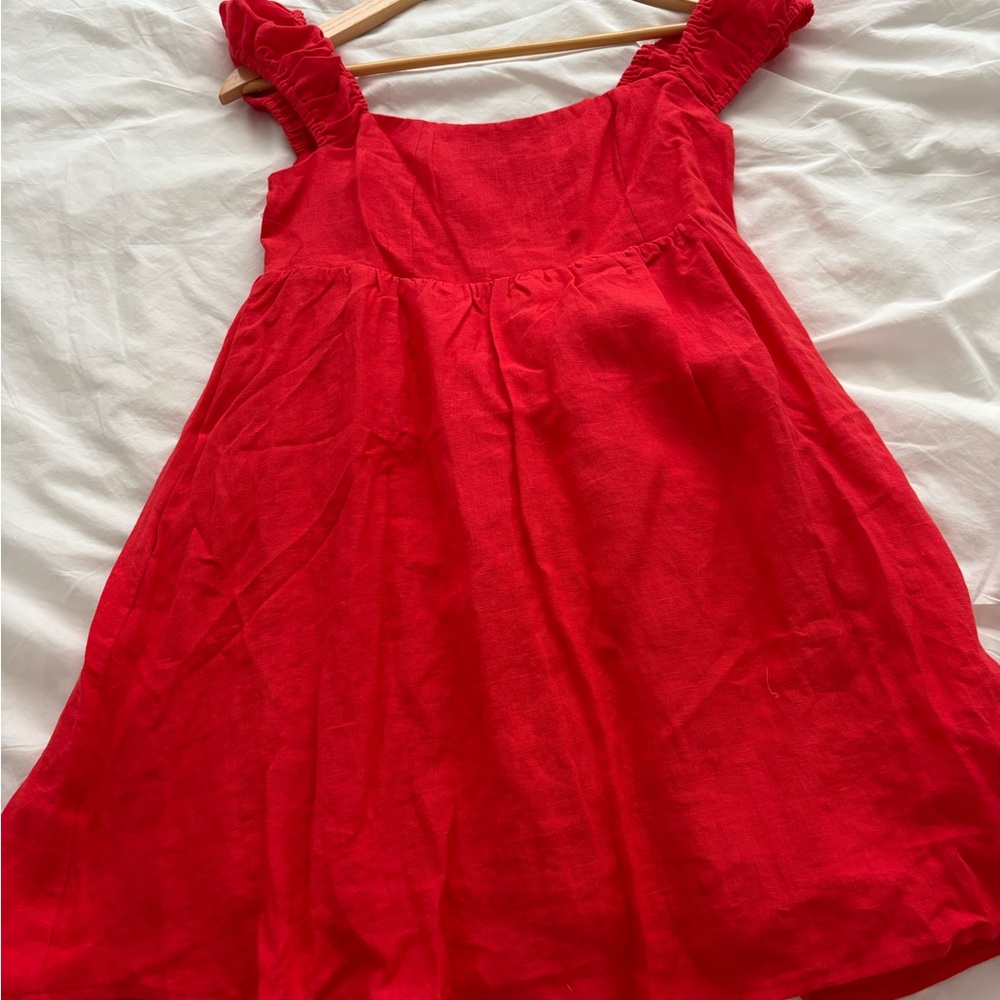 Solai the label 
Red chili pepper 
Linen mini dress